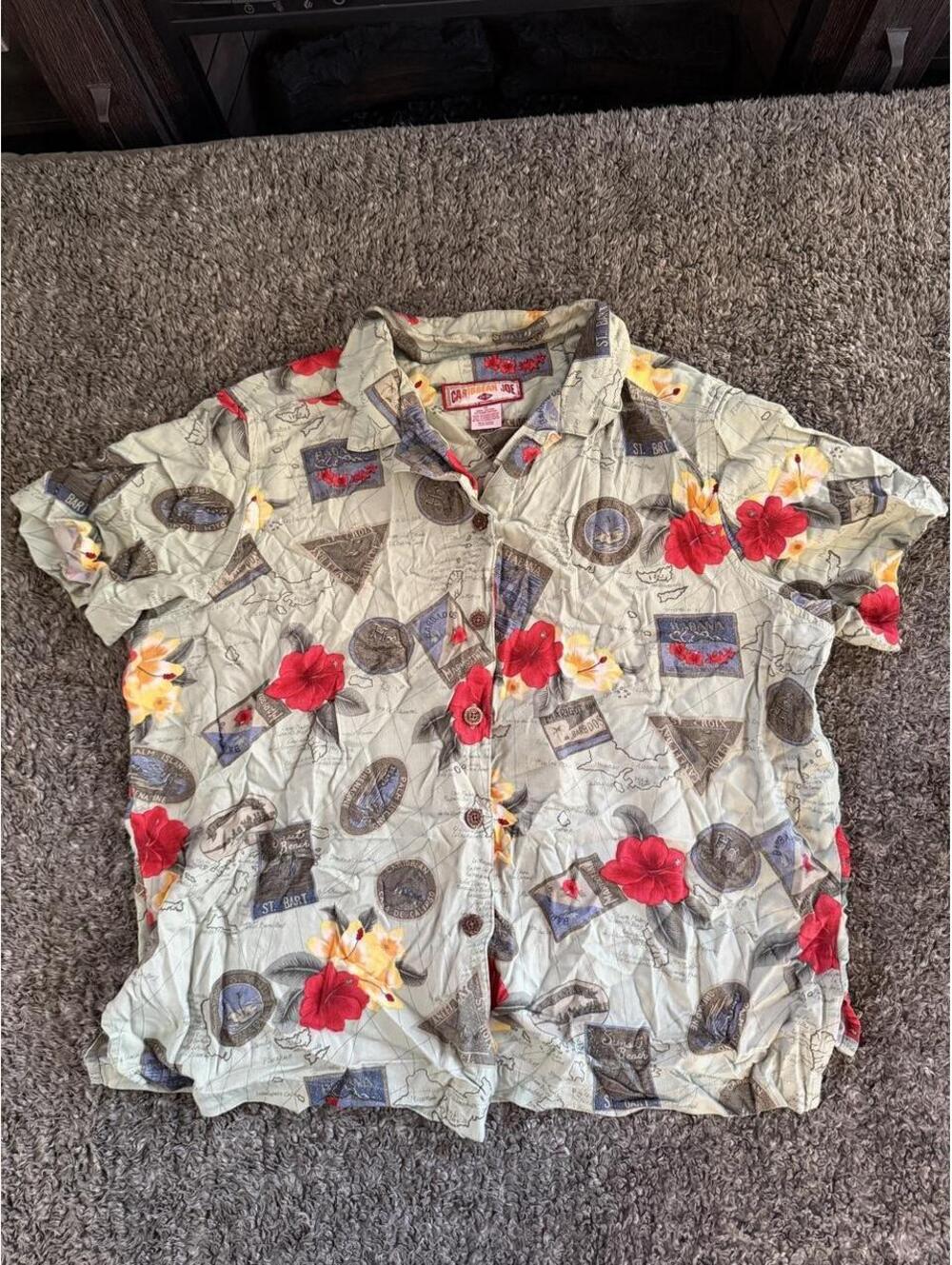 Caribbean Joe Women's Rayon Hawaiian Shirt Size 1X